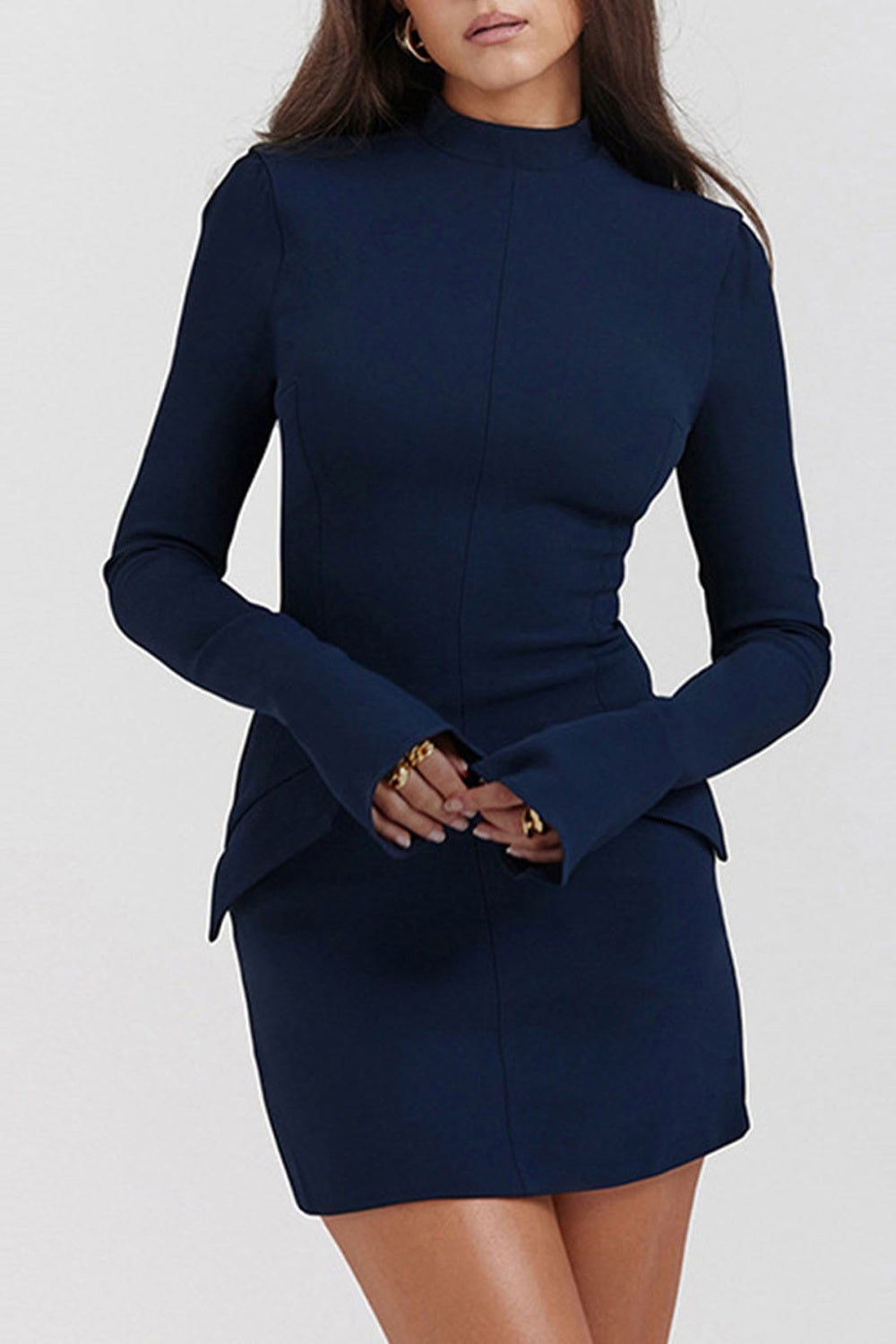 Mock Neck Long Sleeve Mini Dress - Siennasass