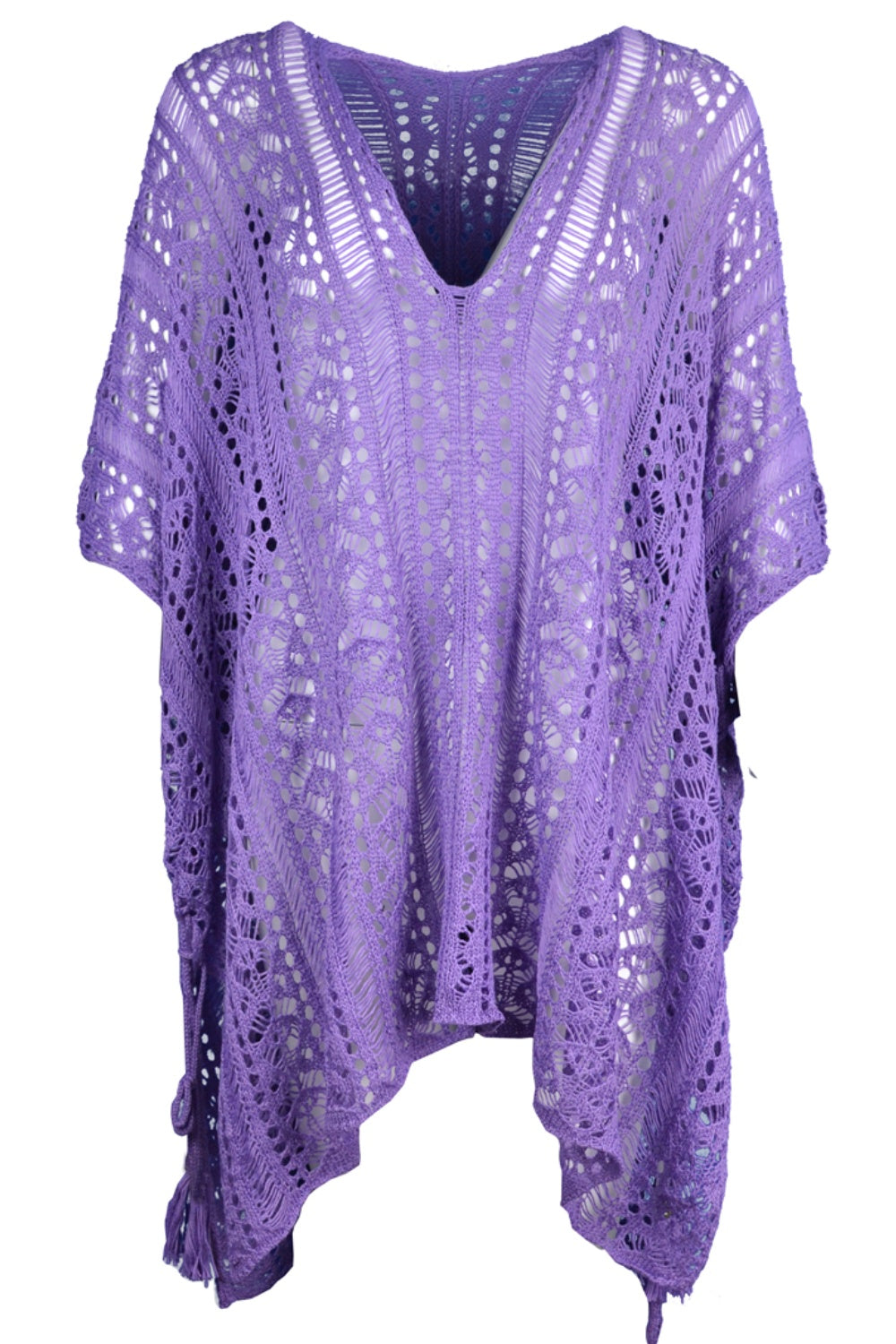 Cutout V-Neck Cover-Up with Tassel - Siennasass