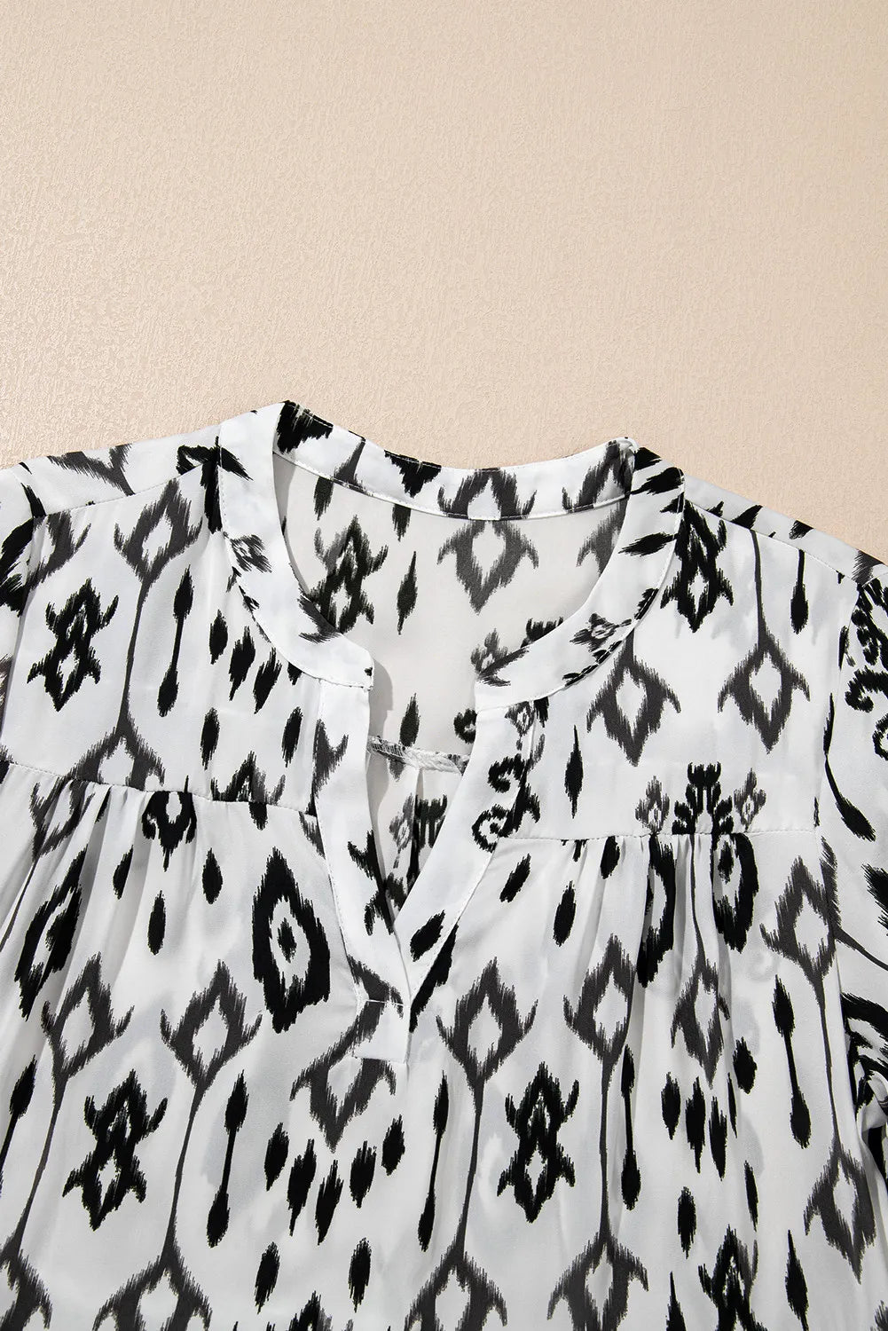 Tiered Printed Notched Long Sleeve Midi Dress - Siennasass