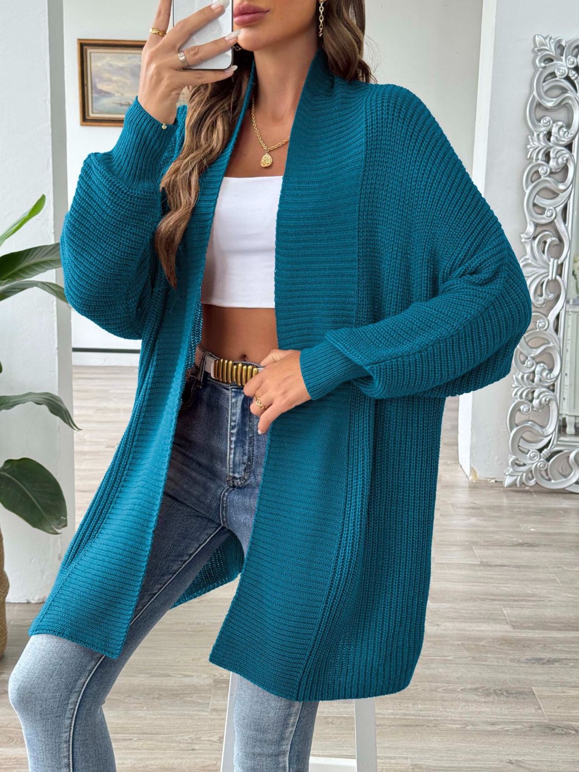 Open Front Long Sleeve Cardigan - Siennasass