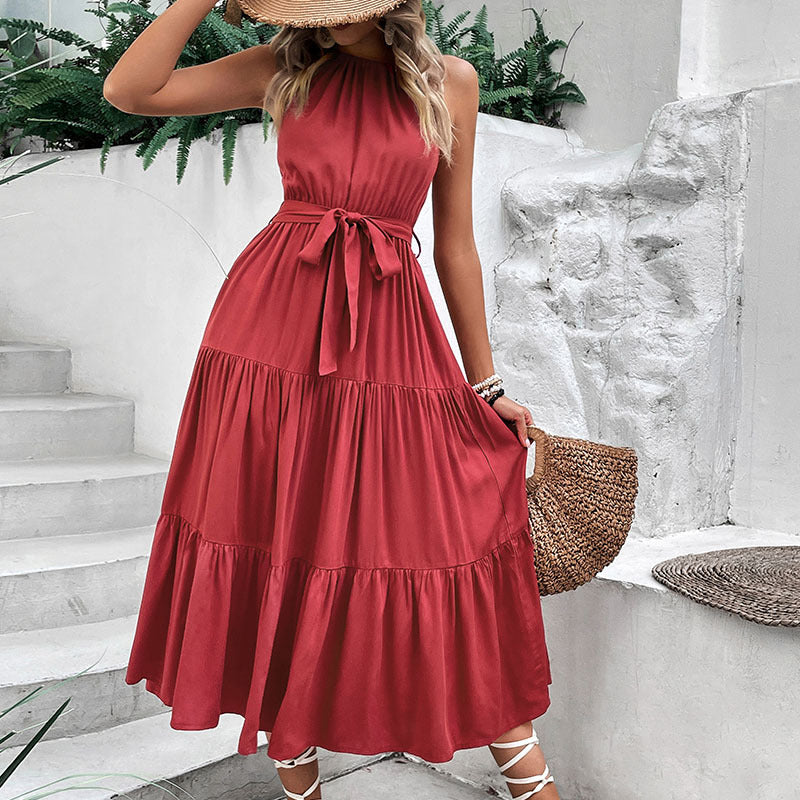 Tie Belt Tiered Midi Dress - Siennasass