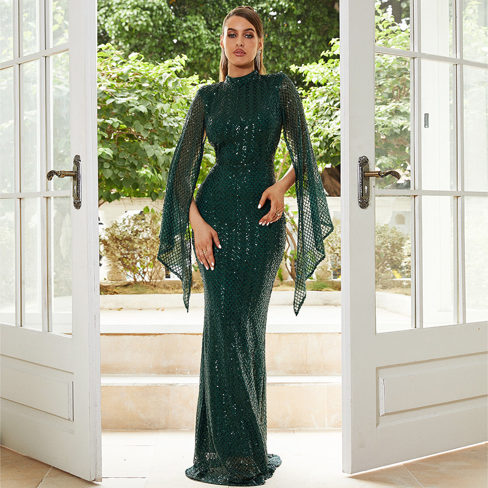 Langes Abendkleid mit Pailletten für Brautjungfern