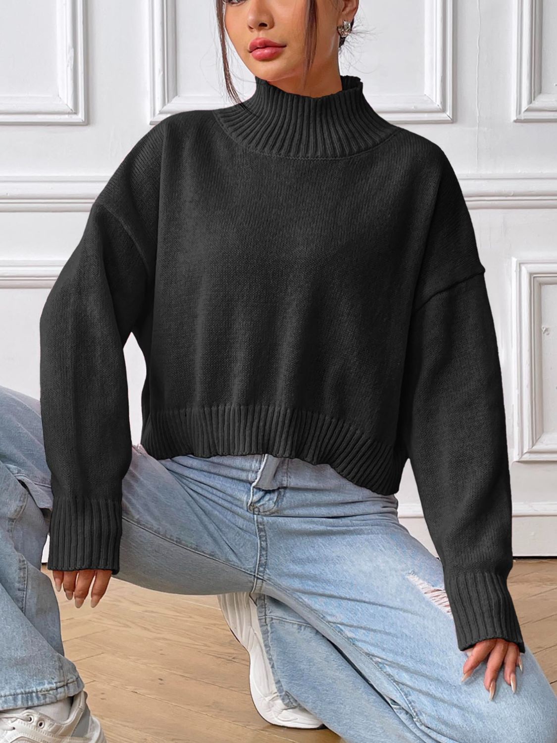 Turtleneck Long Sleeve Sweater - Siennasass