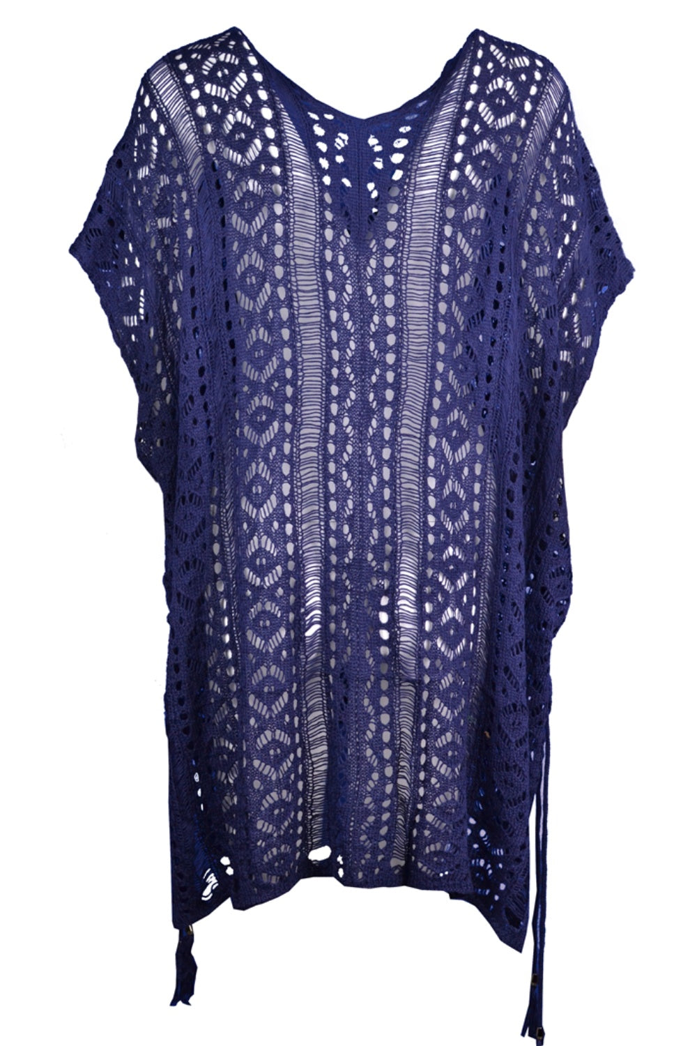 Cutout V-Neck Cover-Up with Tassel - Siennasass