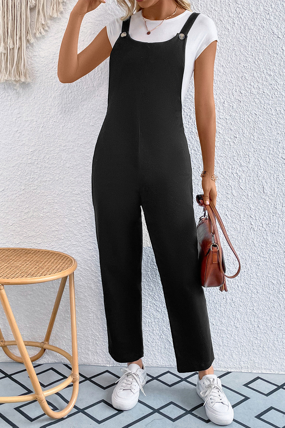 Pocketed Wide Strap Overall - Siennasass