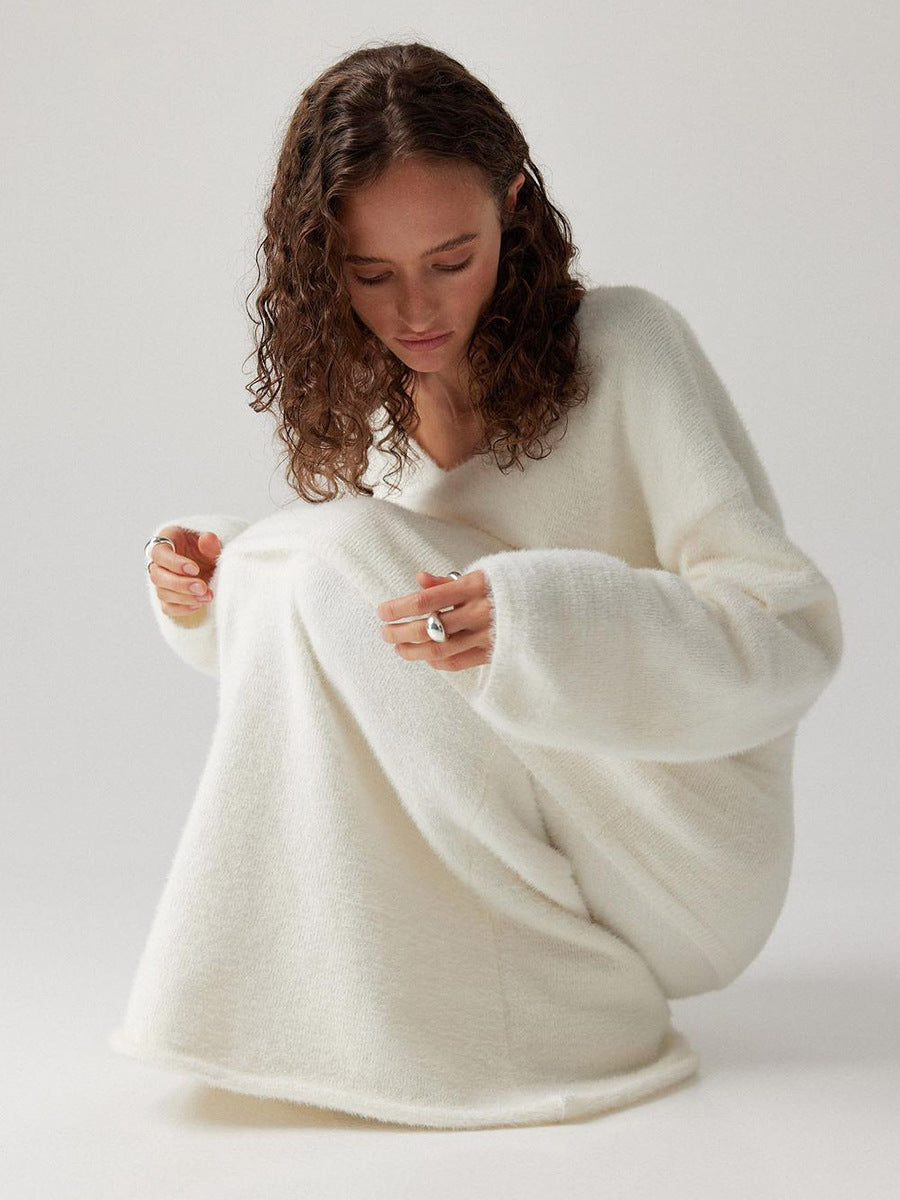 Pulloveranzug Damen Einfach Stricken V-Ausschnitt