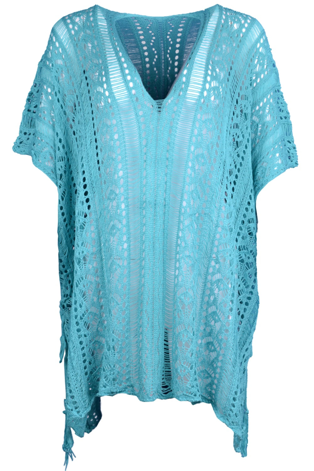Cutout V-Neck Cover-Up with Tassel - Siennasass