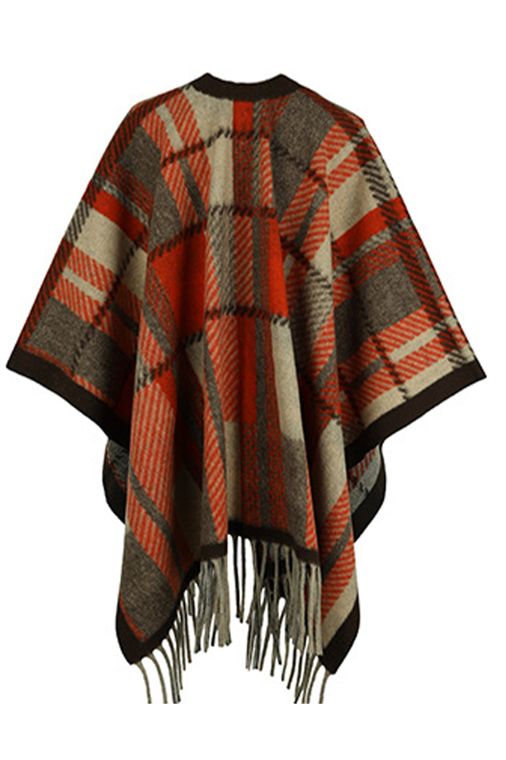 Cloak Sleeve Fringe Detail Poncho - Siennasass