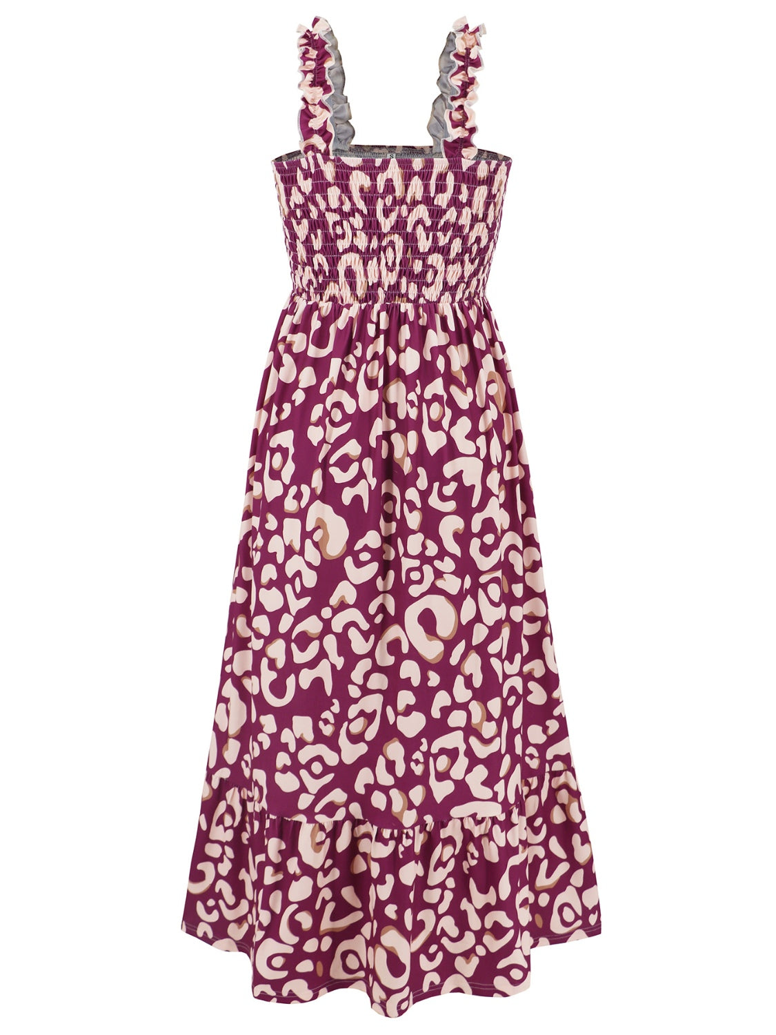 Smocked Printed Square Neck Sleeveless Dress - Siennasass