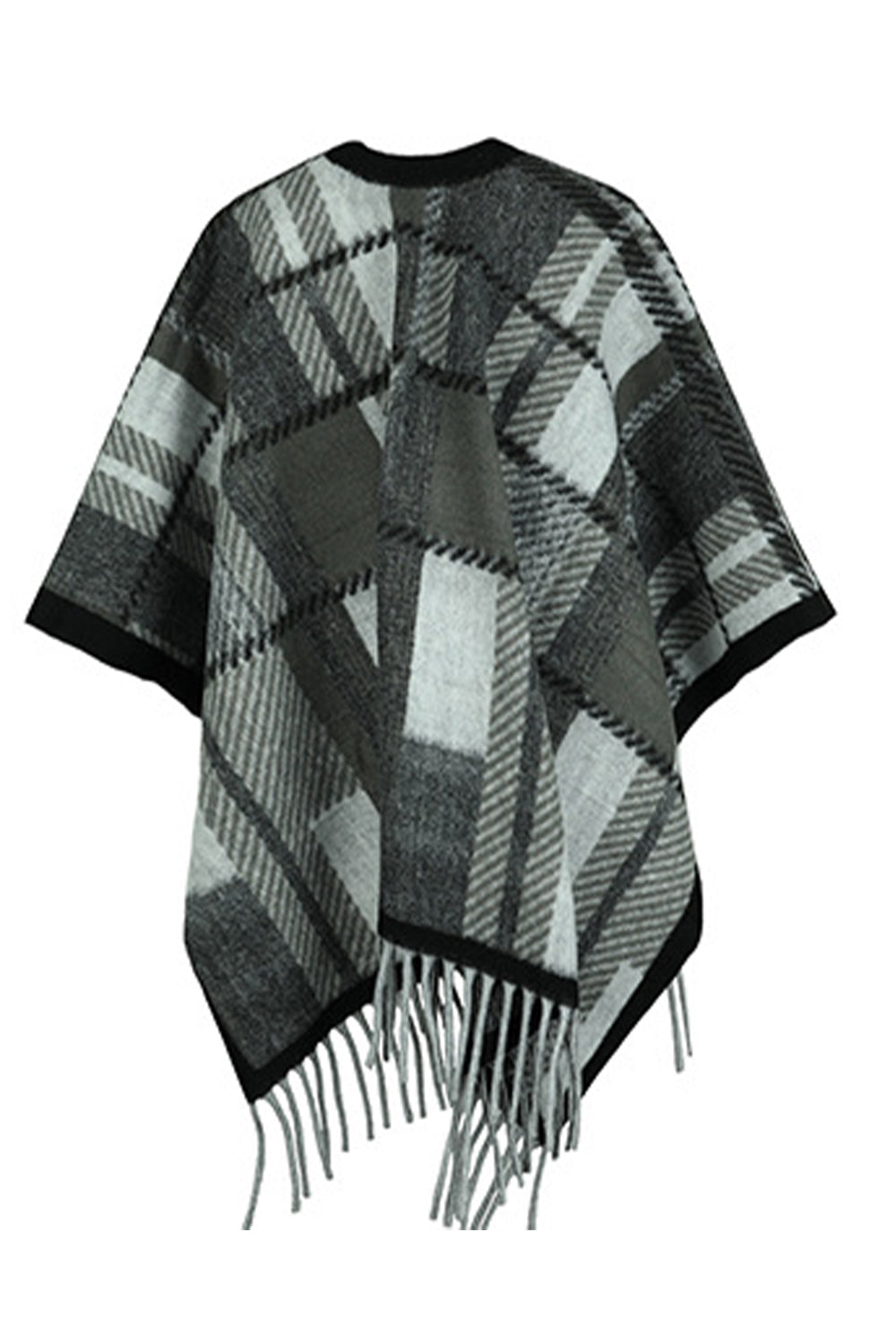Cloak Sleeve Fringe Detail Poncho - Siennasass