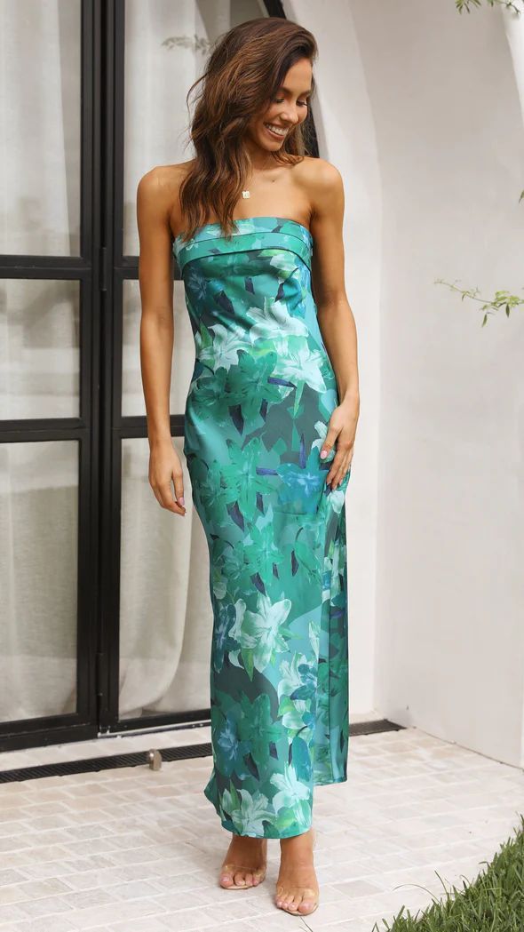 Long Backless Flowers Print