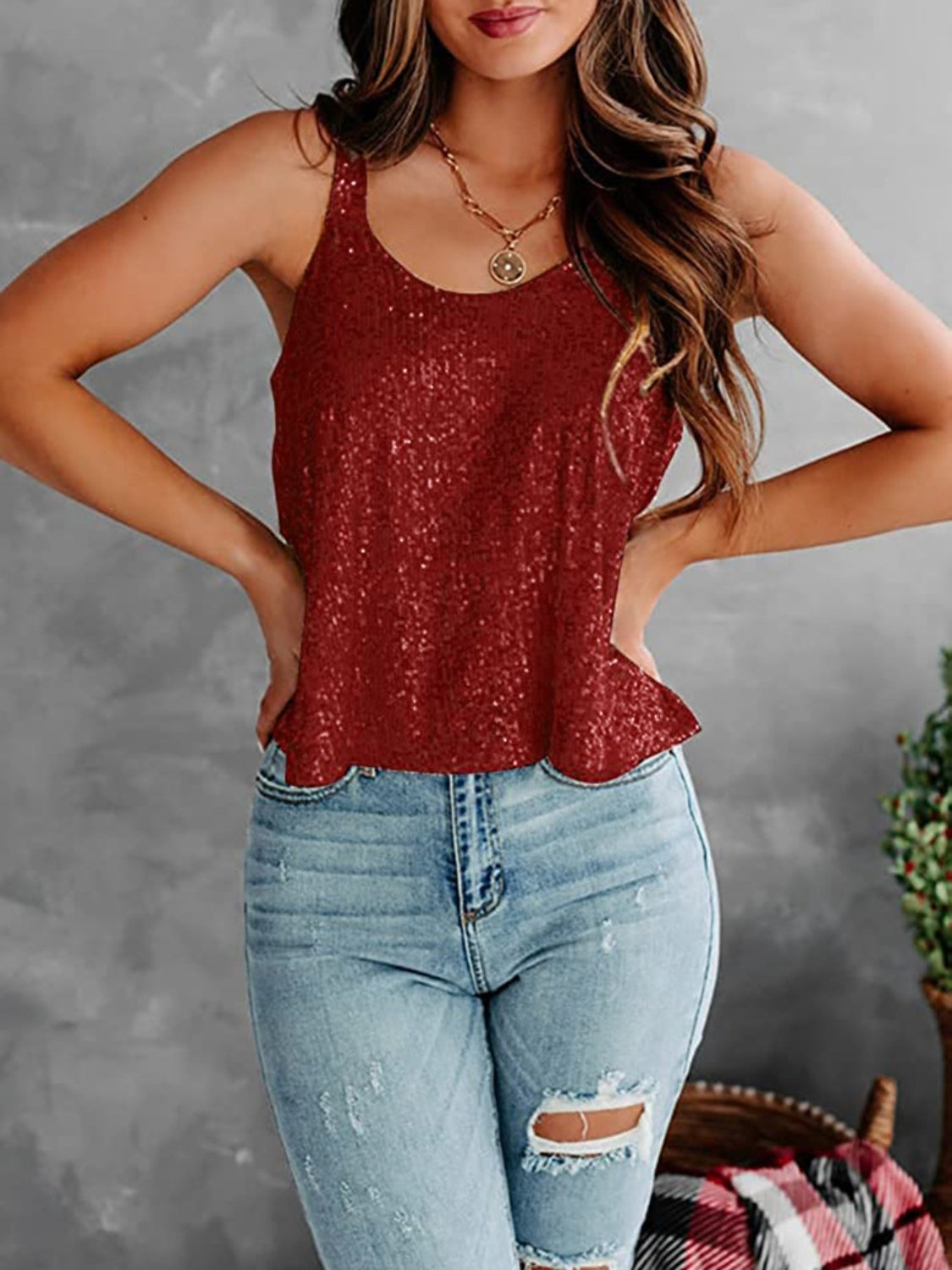 Sequin Scoop Neck Tank - Siennasass