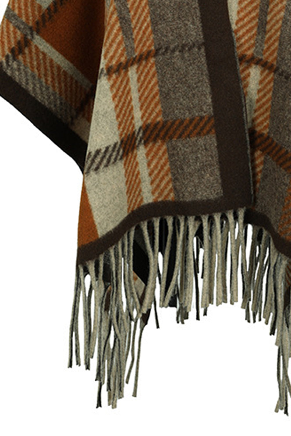 Cloak Sleeve Fringe Detail Poncho - Siennasass
