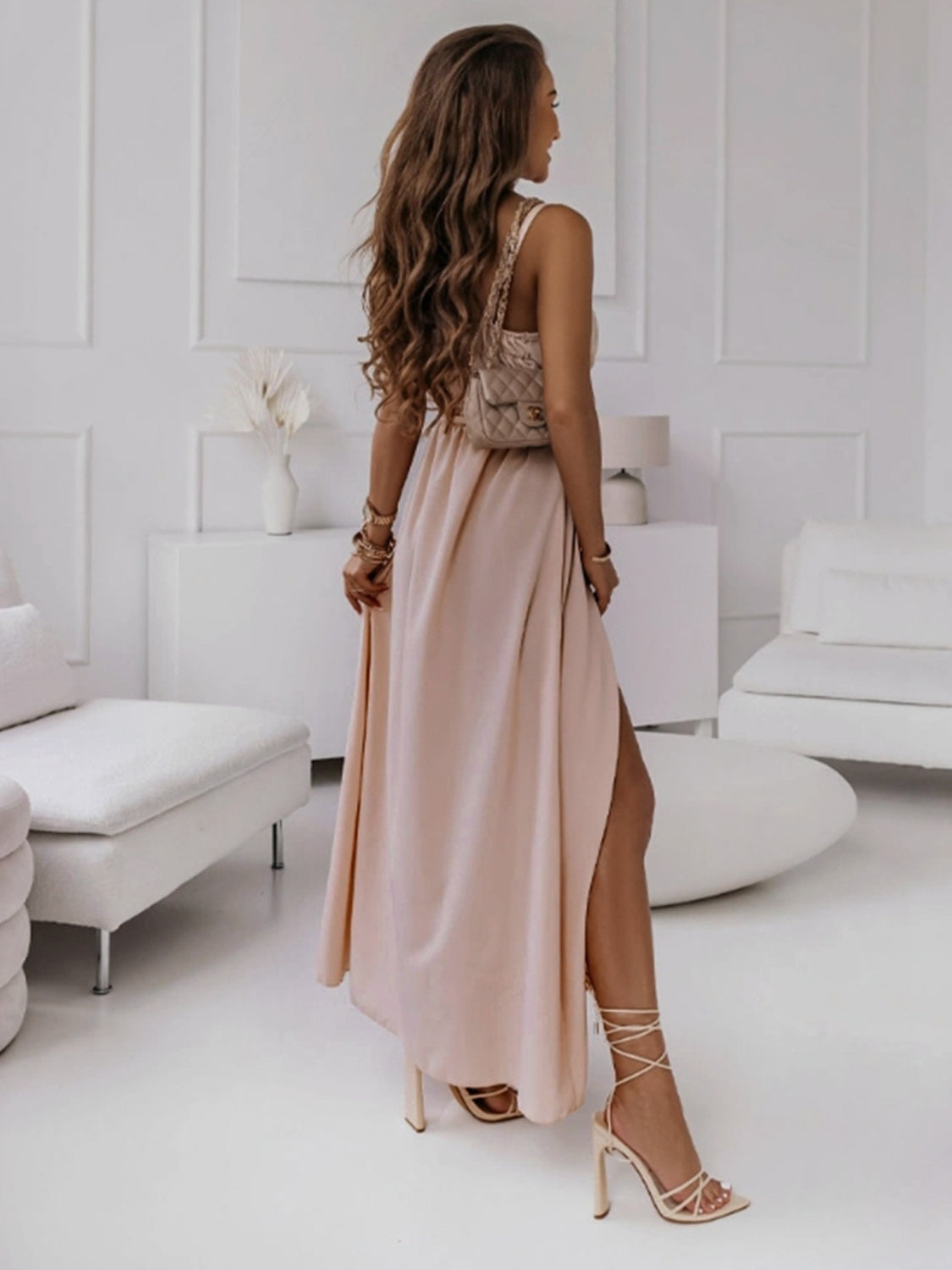 Tied Surplice Sleeveless Midi Cami Dress - Siennasass
