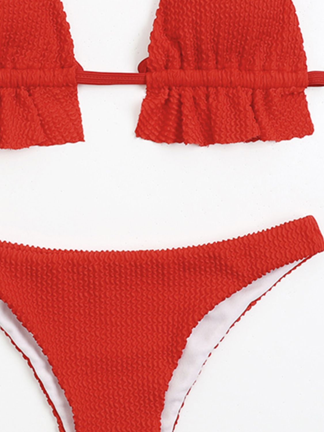 Ruffled Textured Wide Strap Two-Piece Bikini Set - Siennasass