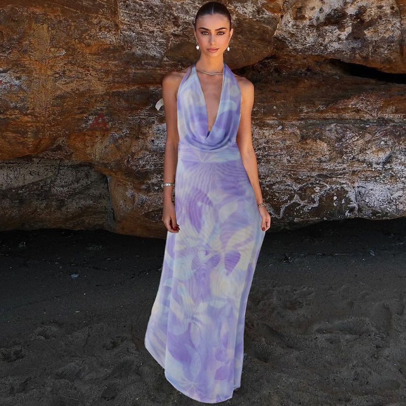 Tie Dye Printing Deep V-neck Suits