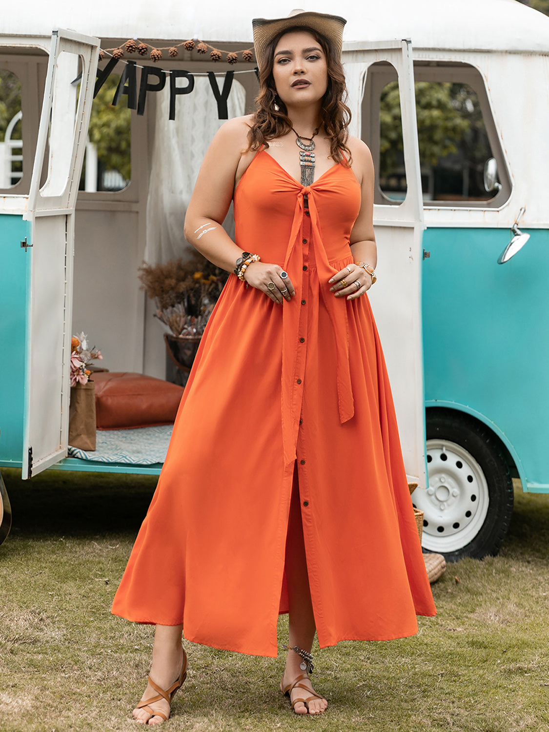 Plus Size Halter Neck Midi Dress - Siennasass