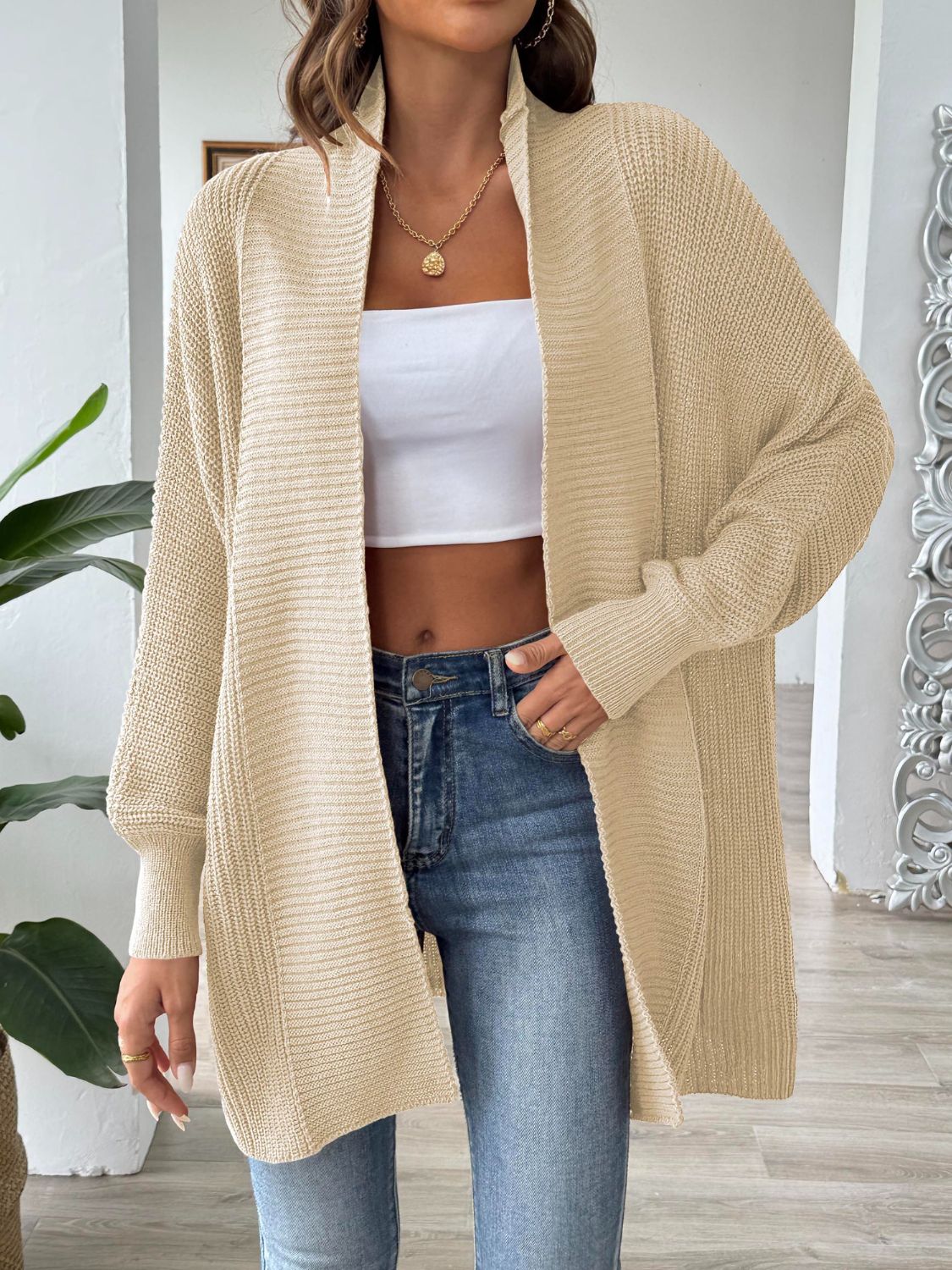 Open Front Long Sleeve Cardigan - Siennasass