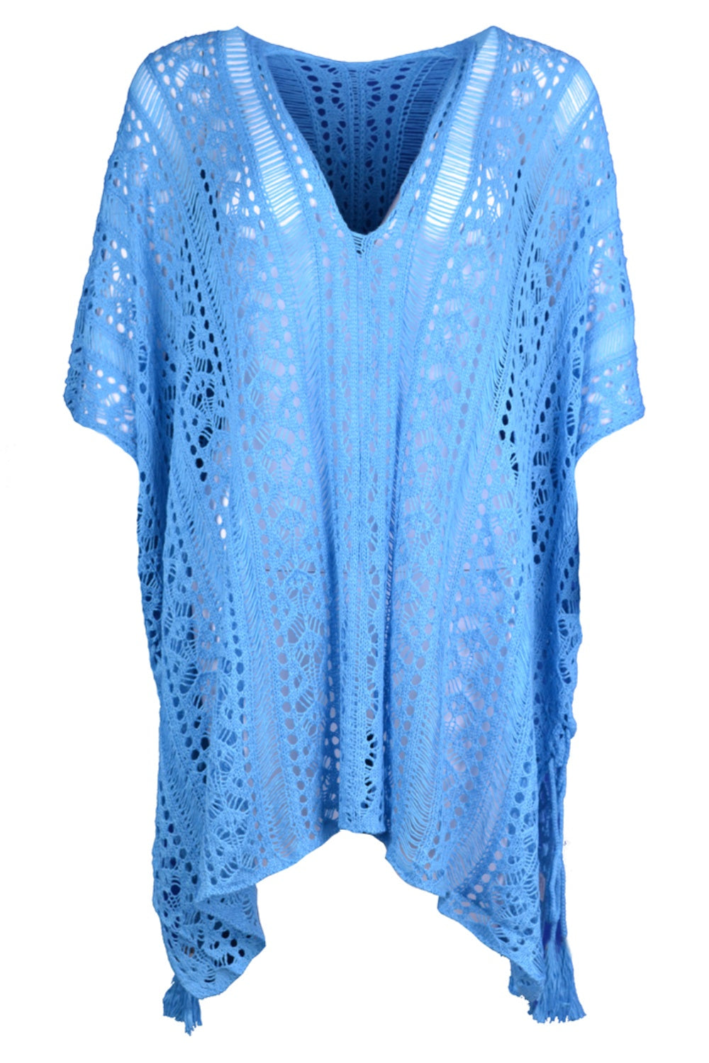 Cutout V-Neck Cover-Up with Tassel - Siennasass