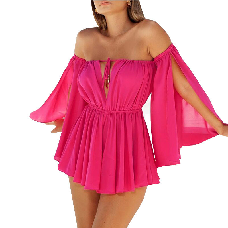 Lässiges Outdoor-Kleid mit hoher Taille und Tube-Top