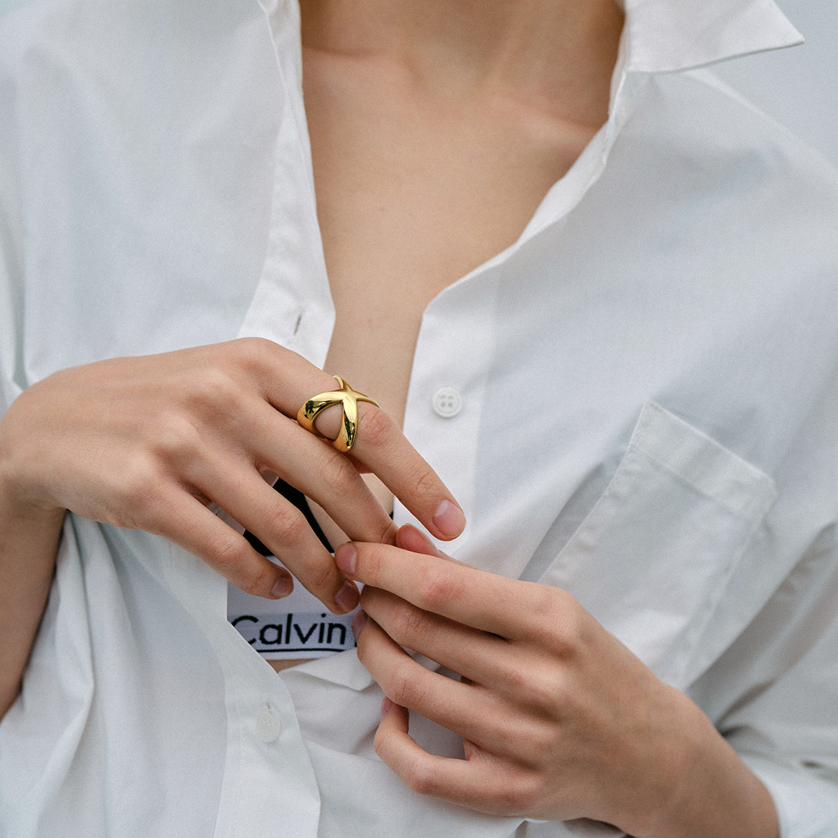 18K Gold-Plated Crisscross Ring - Siennasass