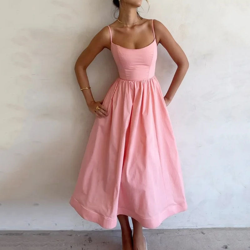 Printing Fresh Sweet Sexy Suspender Dress