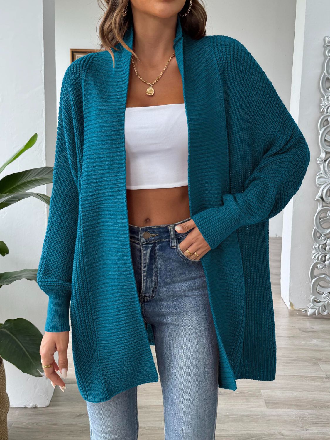 Open Front Long Sleeve Cardigan - Siennasass