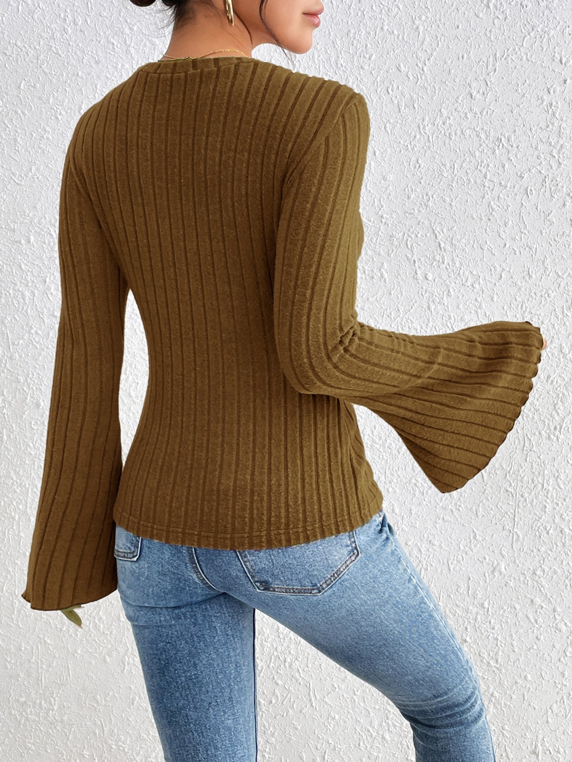 Round Neck Flare Sleeve T-Shirt - Siennasass