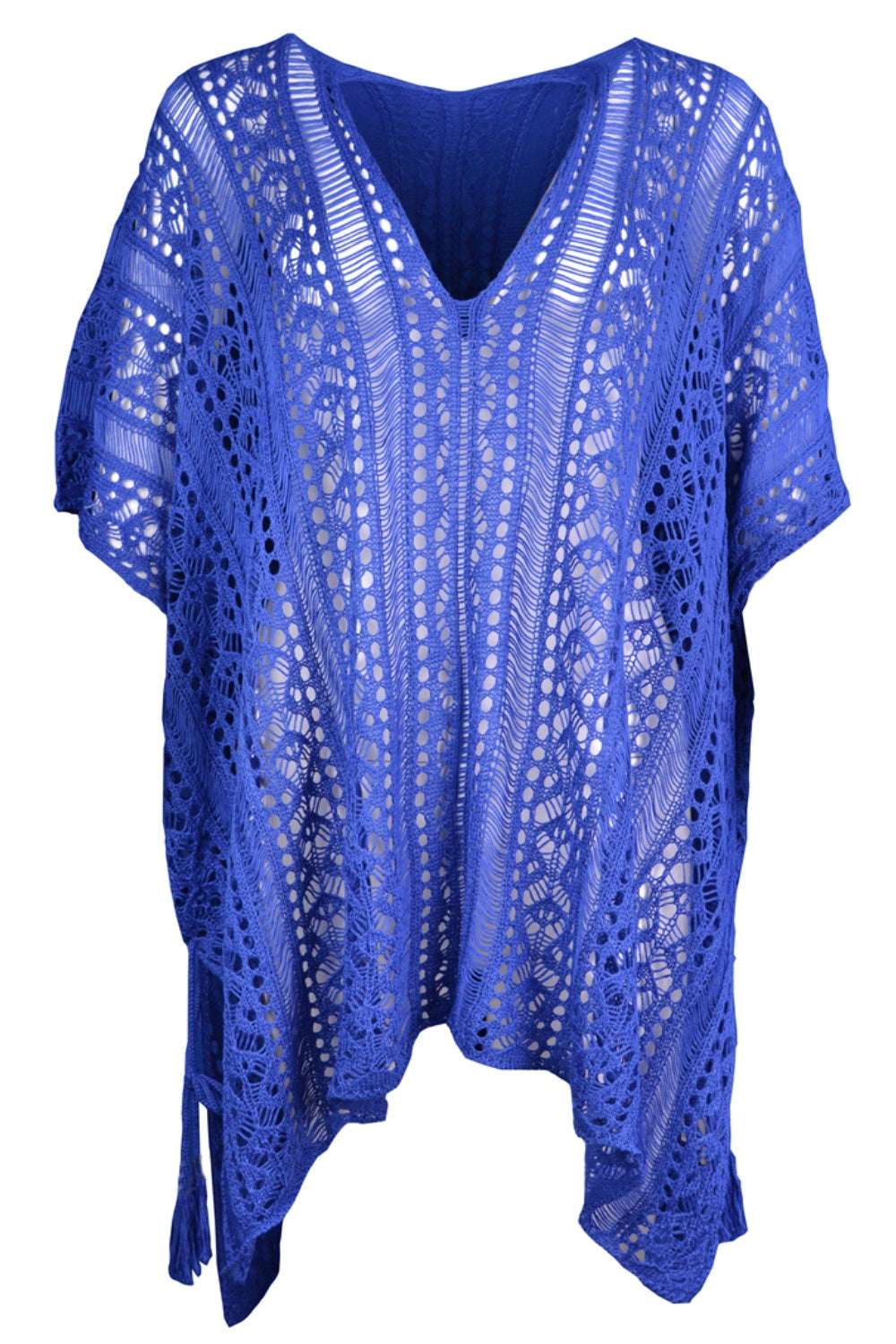Cutout V-Neck Cover-Up with Tassel - Siennasass