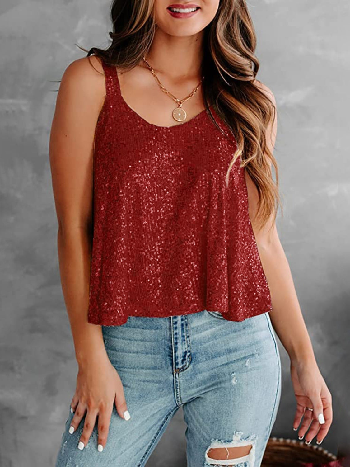 Sequin Scoop Neck Tank - Siennasass