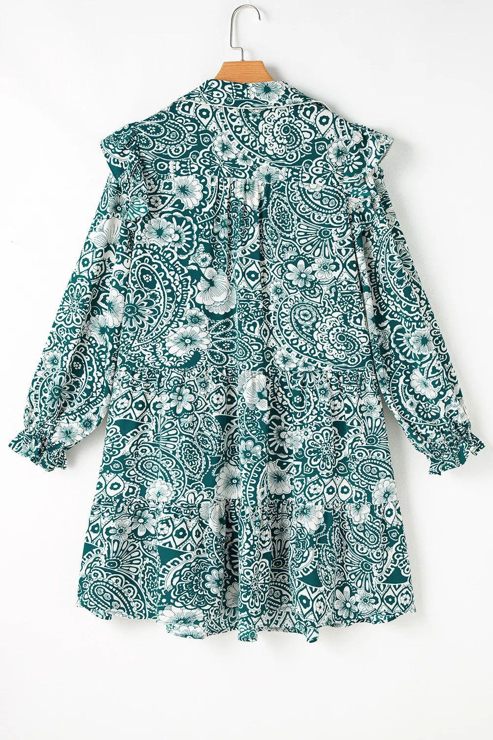 Plus Size Ruffled Printed Flounce Sleeve Dress - Siennasass