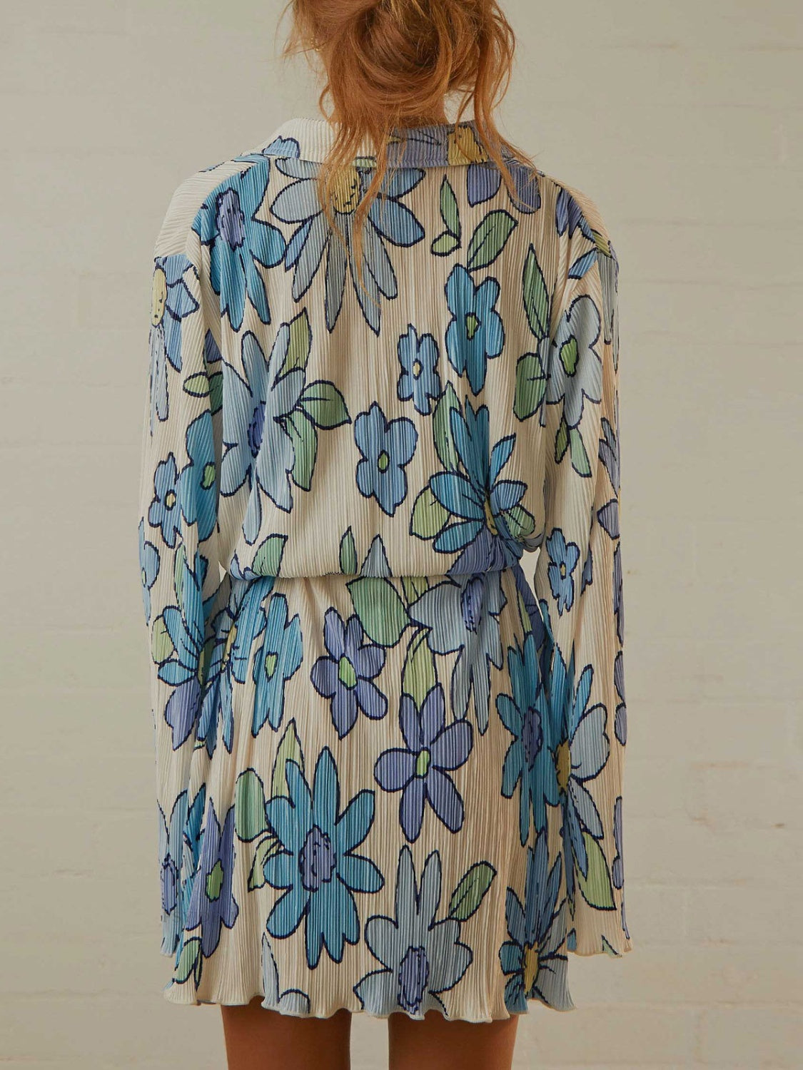 Tied Button Up Long Sleeve Dress - Siennasass