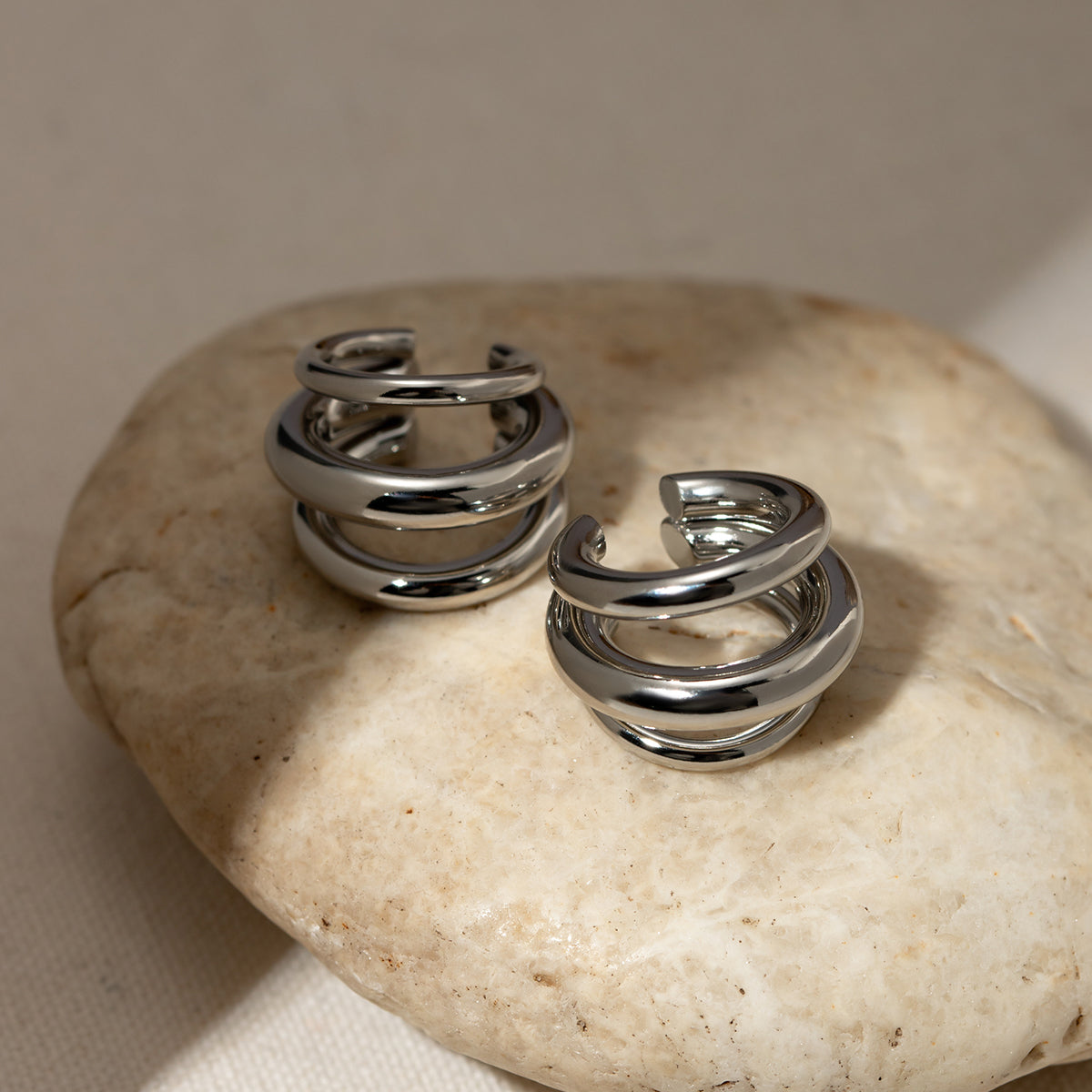 Stainless Steel Layered Cuff Earrings - Siennasass
