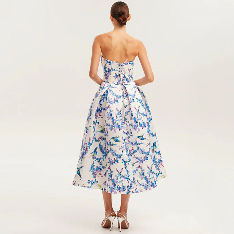 Open shoulder Floral Strapless Dress