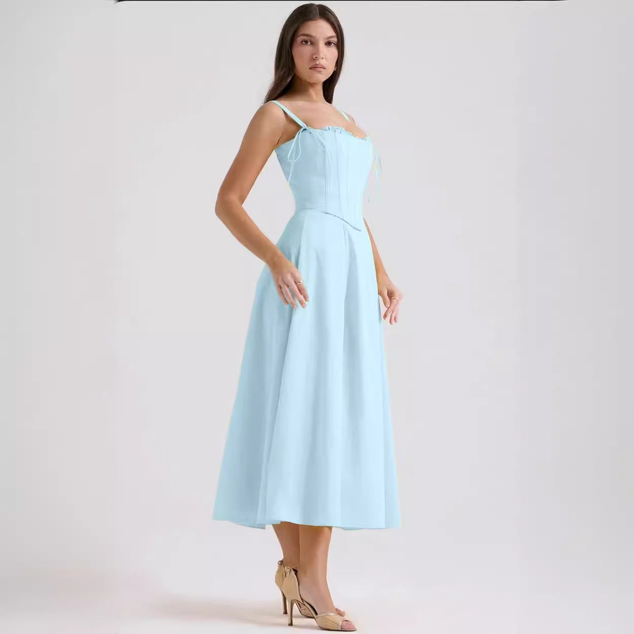 Sleeveless Split Tube Top Dress Sling Top Suit