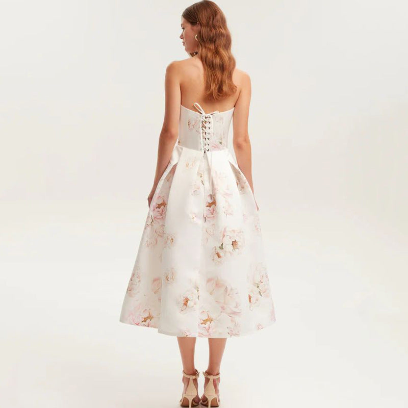 Open shoulder Floral Strapless Dress