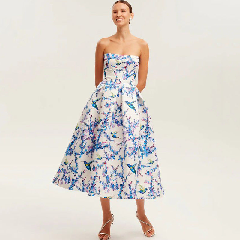 Open shoulder Floral Strapless Dress