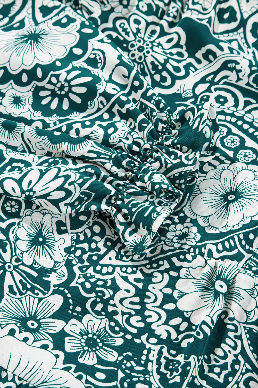 Plus Size Ruffled Printed Flounce Sleeve Dress - Siennasass