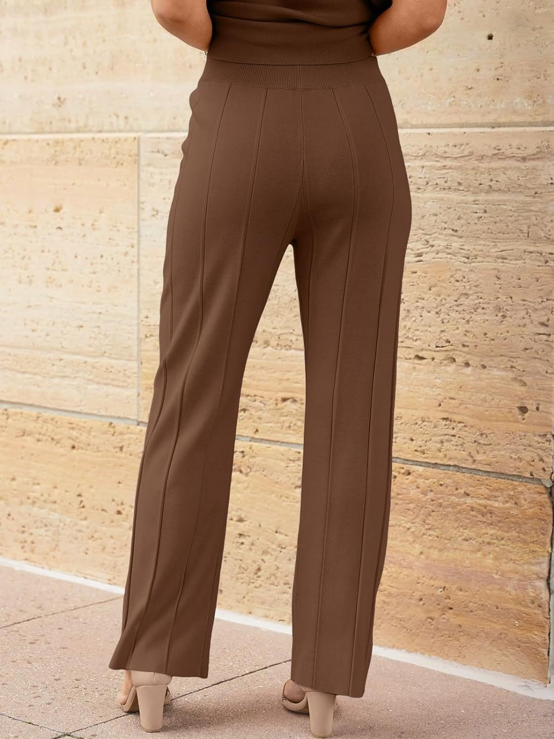 Round Neck Cap Sleeve Top and Pants Knit Set - Siennasass