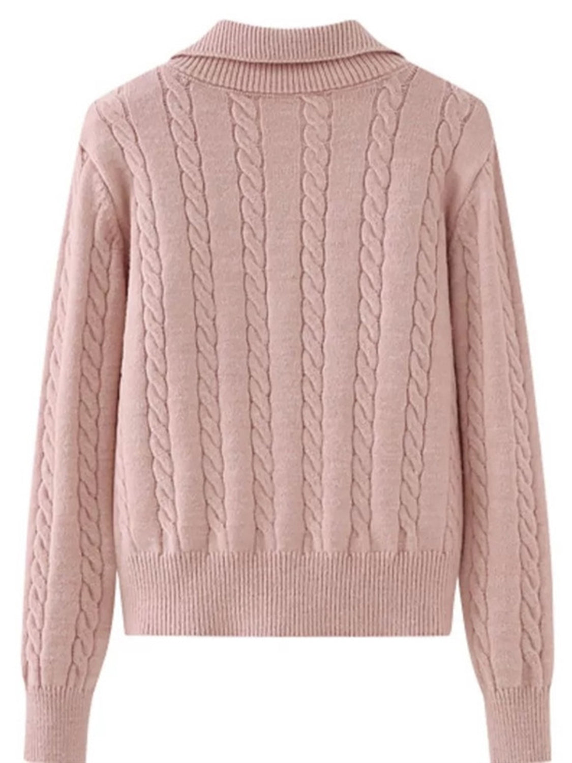 Cable-Knit Half Zip Long Sleeve Sweater - Siennasass