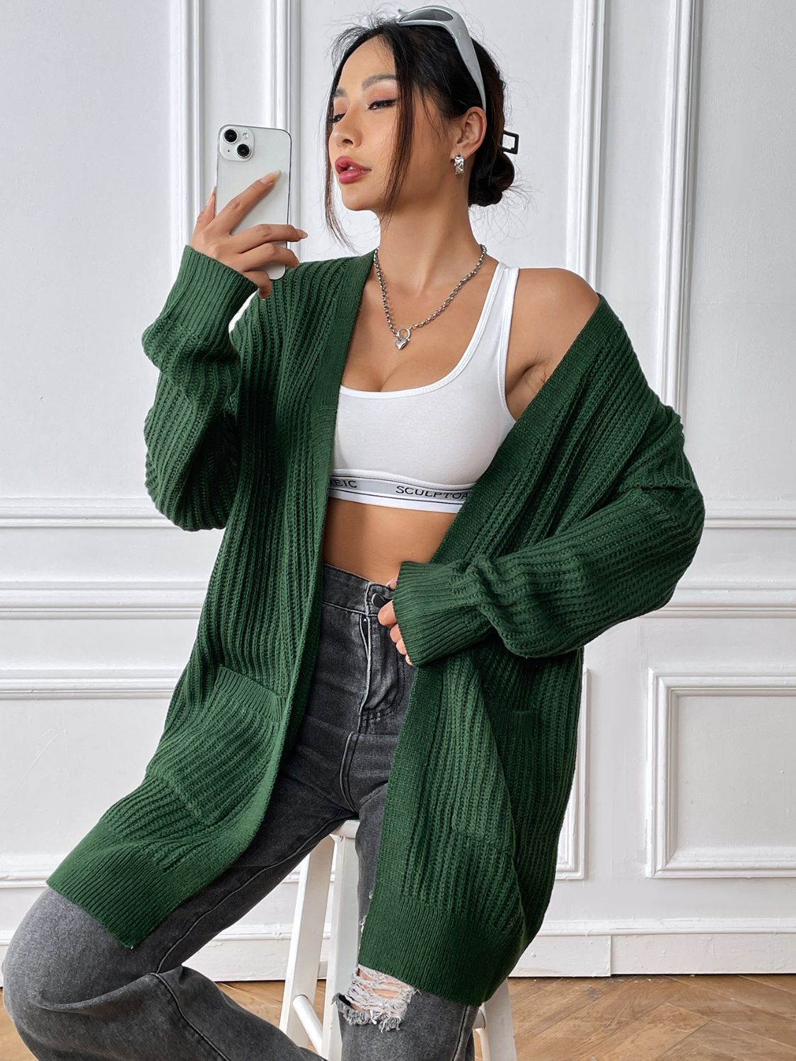 Open Front Long Sleeve Cardigan - Siennasass