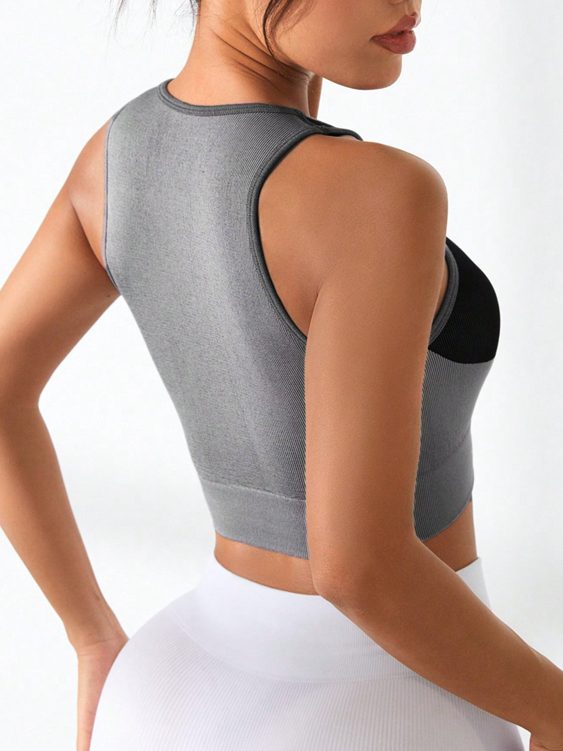 Color Block Round Neck Active Tank - Siennasass