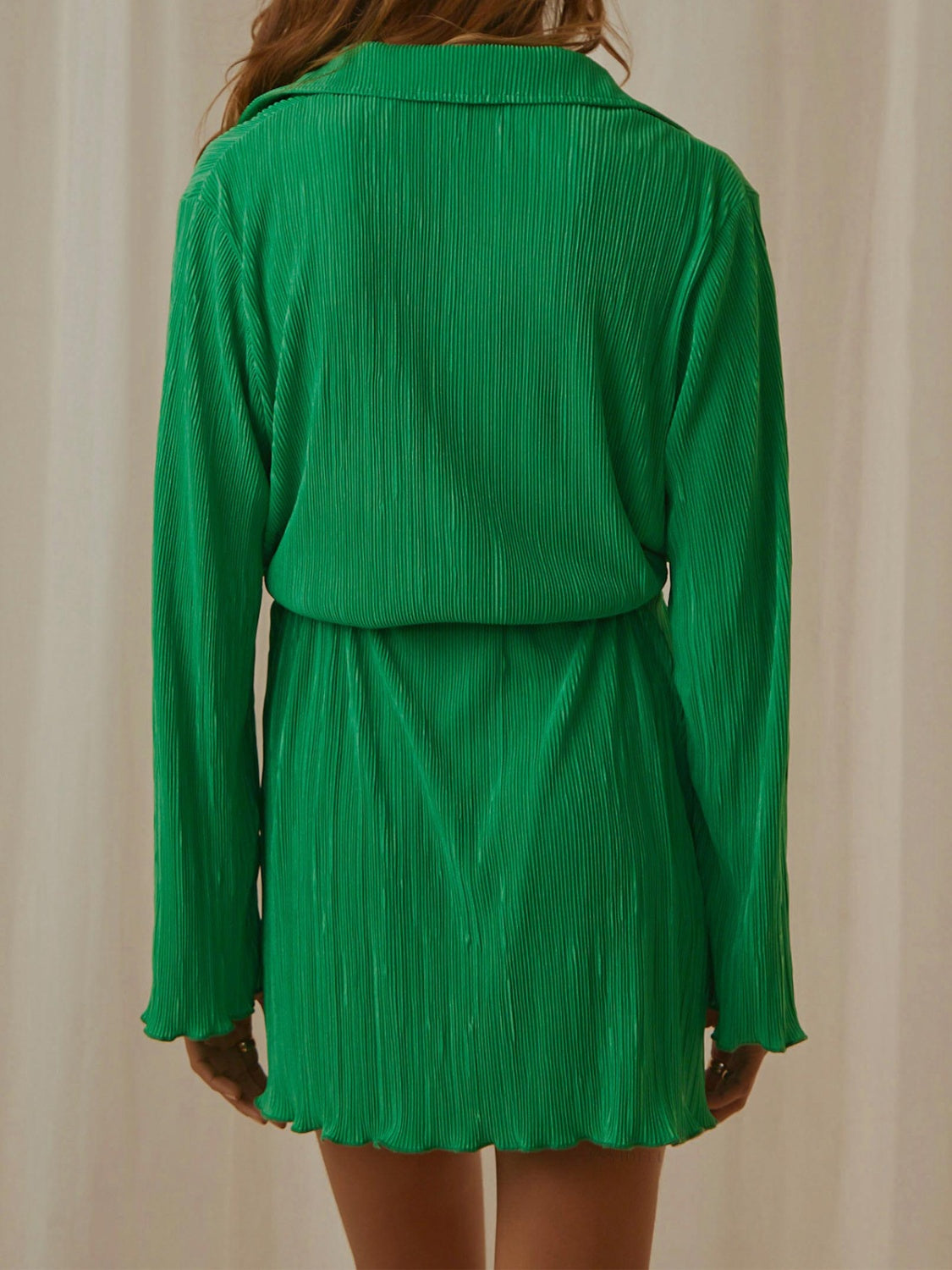 Tied Button Up Long Sleeve Dress - Siennasass