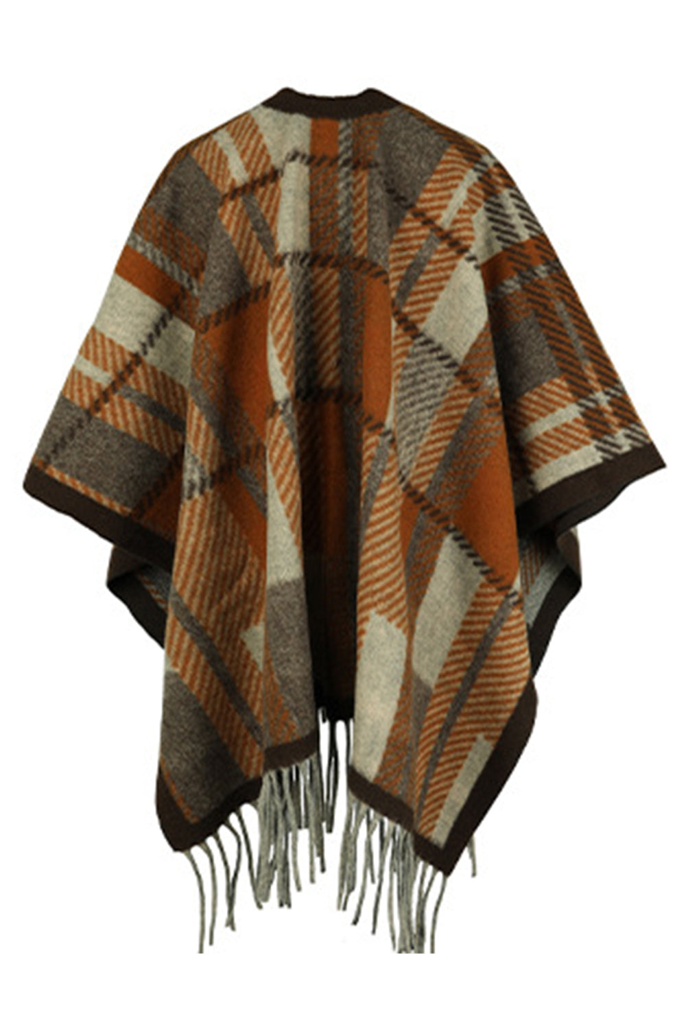 Cloak Sleeve Fringe Detail Poncho - Siennasass
