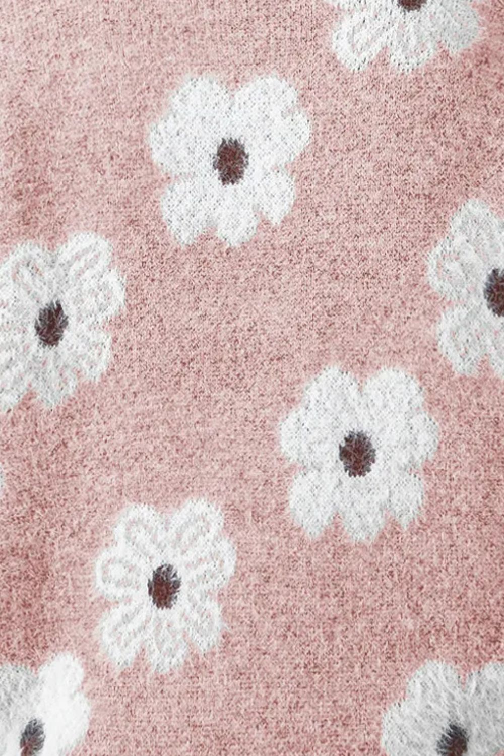 Flower Half Zip Long Sleeve Sweater - Siennasass