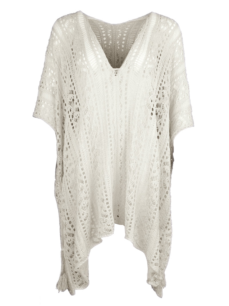 Cutout V-Neck Cover-Up with Tassel - Siennasass