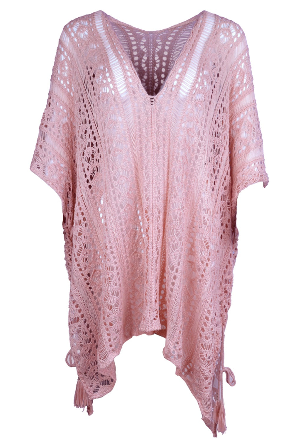 Cutout V-Neck Cover-Up with Tassel - Siennasass