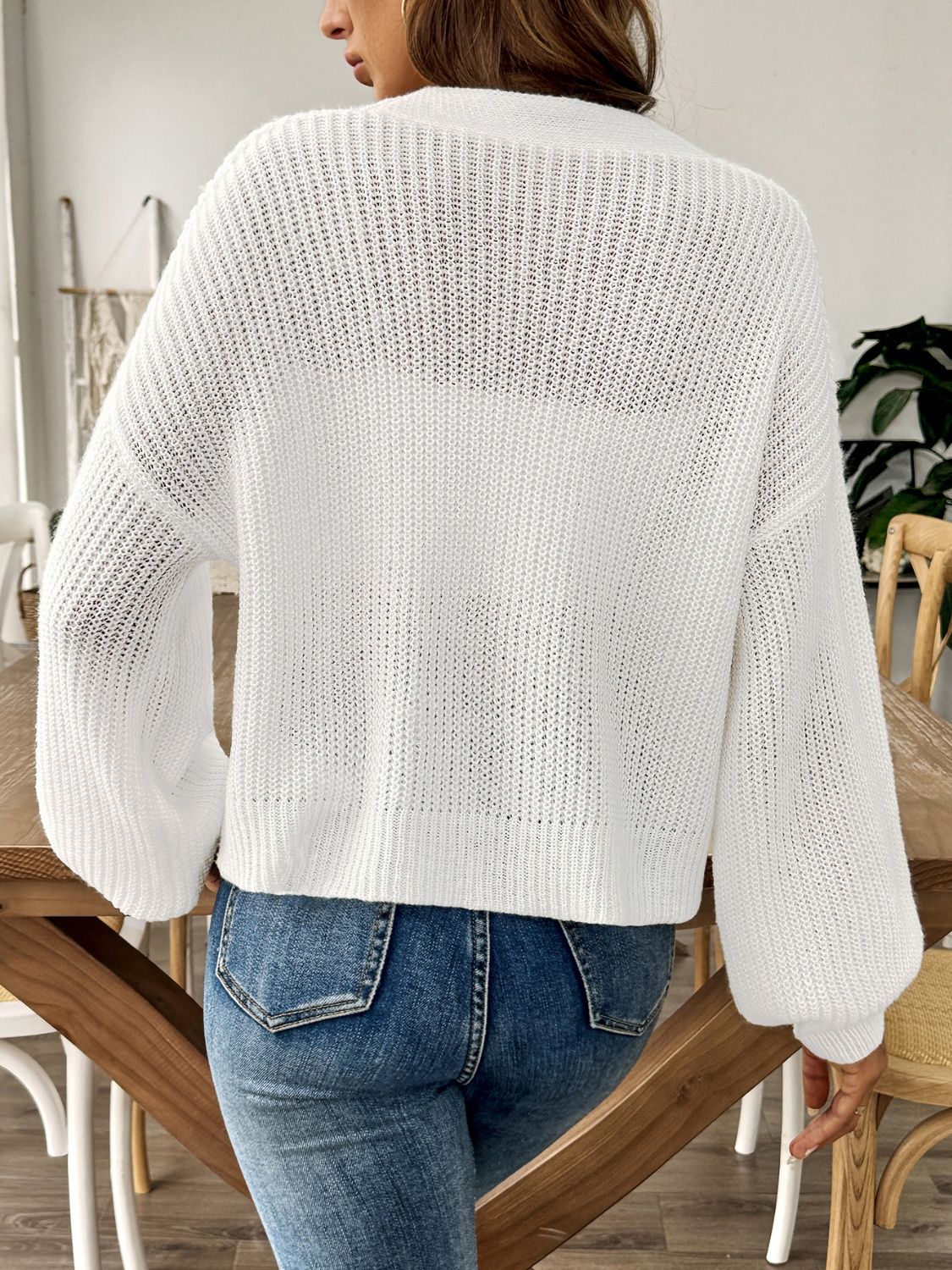V-Neck Button Up Long Sleeve Cardigan - Siennasass
