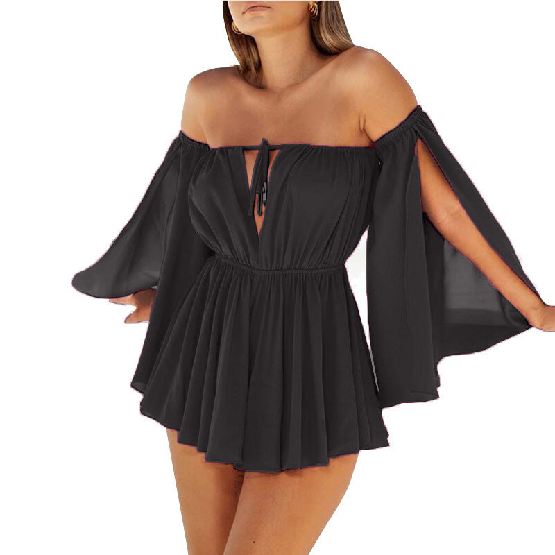Lässiges Outdoor-Kleid mit hoher Taille und Tube-Top