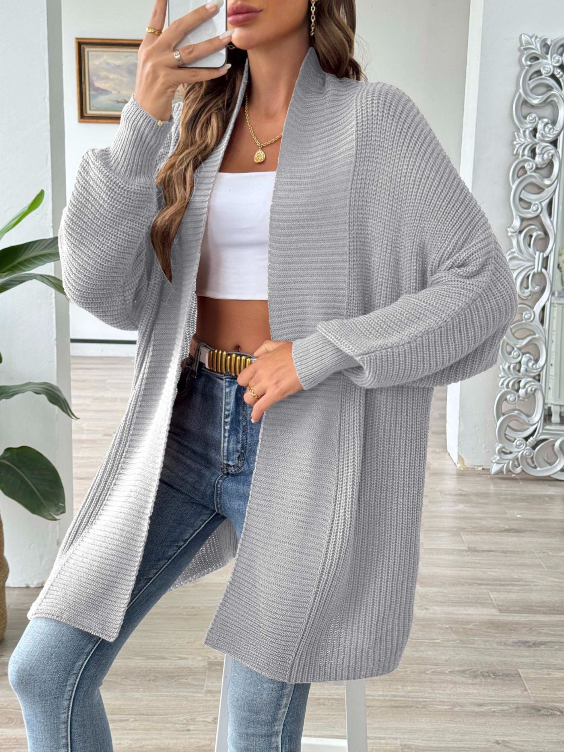 Open Front Long Sleeve Cardigan - Siennasass